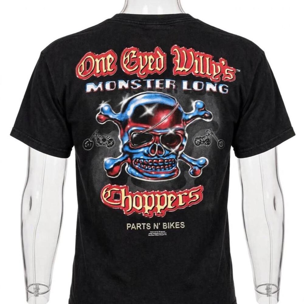 Vintage One Eyed Willy's Monster Long Choppers T-Shirt XL Skull Crossbones